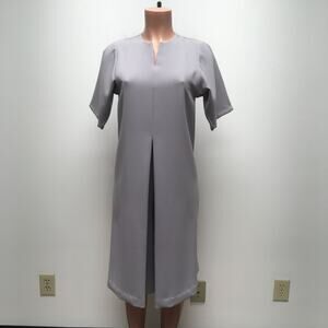 Kaarem Gray Front Box Pleat Kim Short Sleeve Cropped One Piece Jumpsuit Dress XS